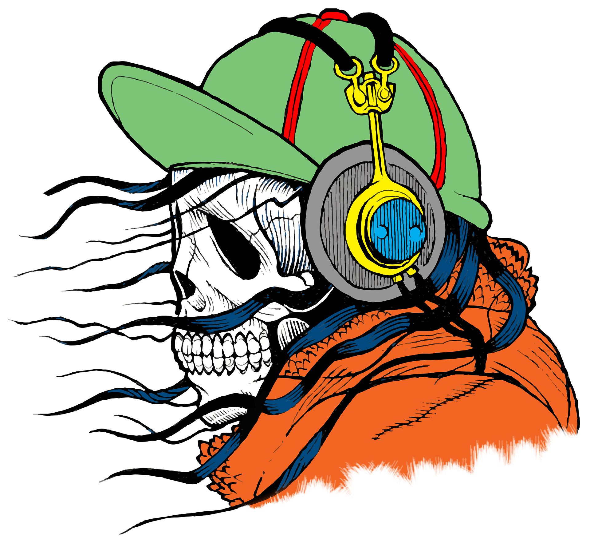 Skeleton with Headphones